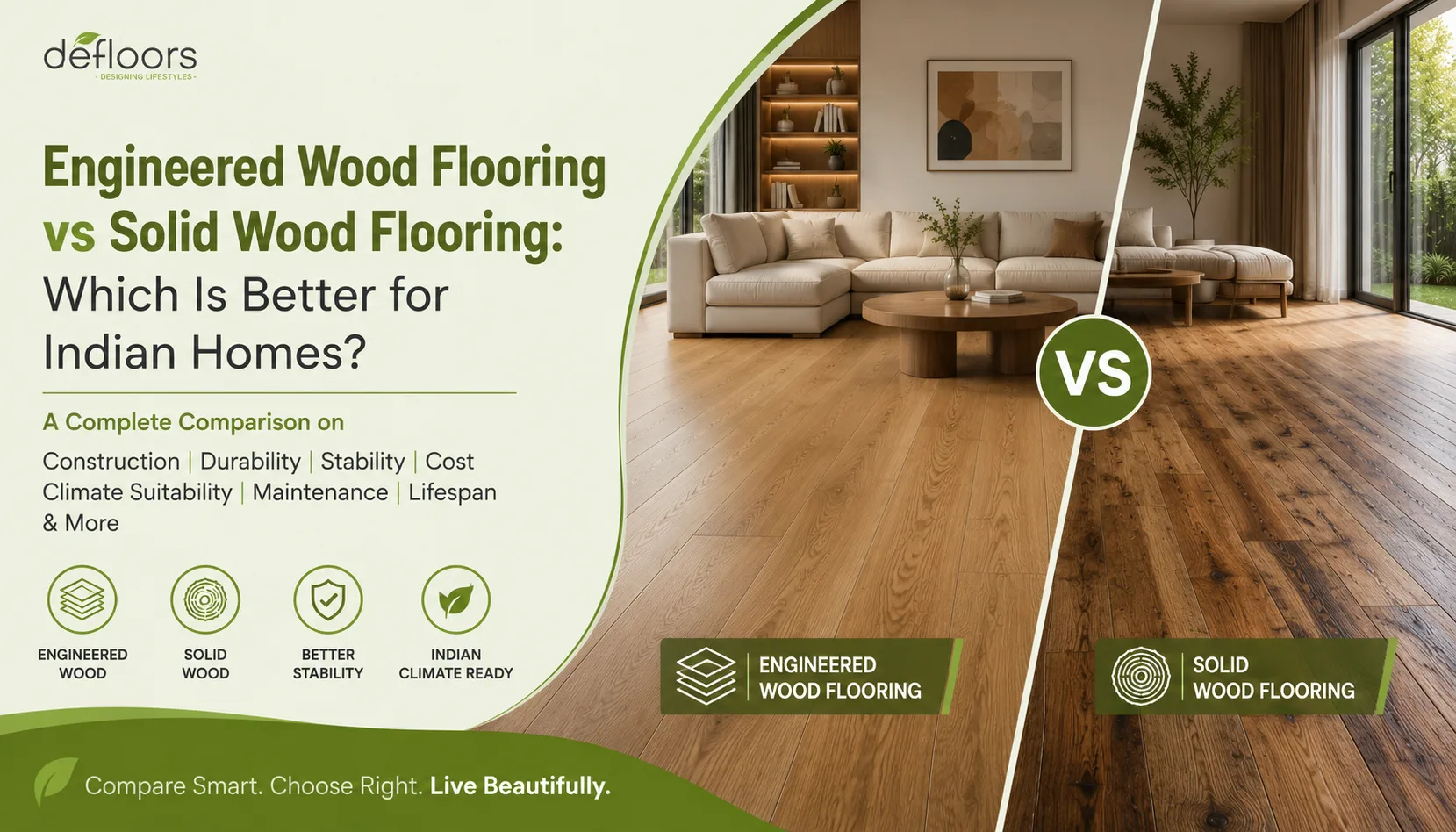 Engineered Wood Flooring vs Solid Wood Flooring - Defloors Blog Banner